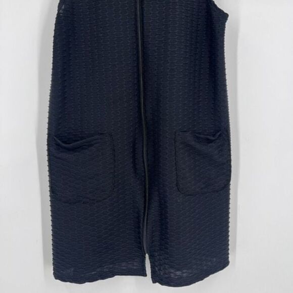 Jordan Taylor Womens Waffle Knit Sleeveless Hooded Swim Cover-Up Black Sz Medium - Picture 10 of 10